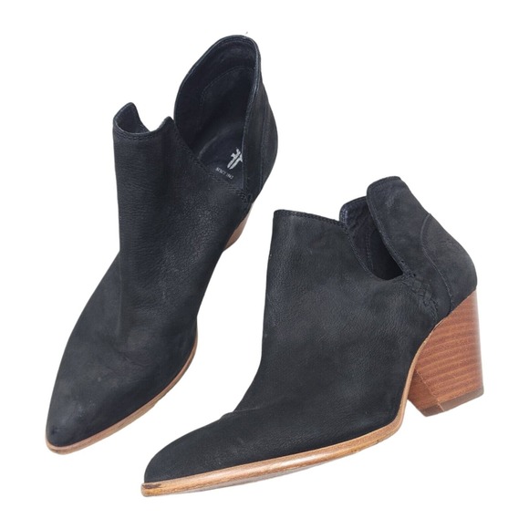 Frye Shoes - Frye Womens Boots Reina Cut Out Black Nubuck Leather Western Ankle Bootie Size 8